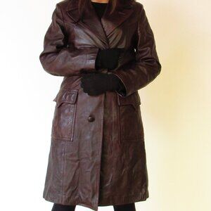 Vintage leather coat for men or women by Jeno de Paris, Made in Canada